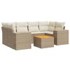 vidaXL 7-tlg. Garten-Sofagarnitur mit Kissen Beige Poly Rattan