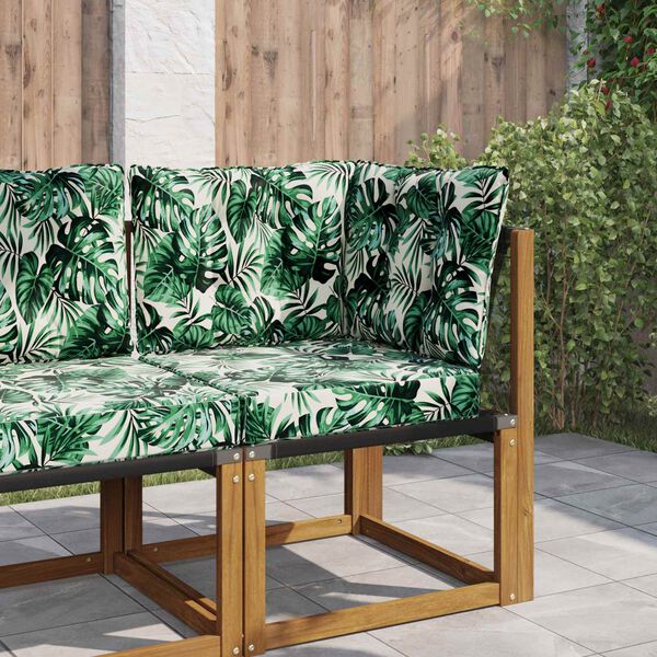 vidaXL Sofakissen f&uuml;r drau&szlig;en 3 pcs Blattmuster Polyester