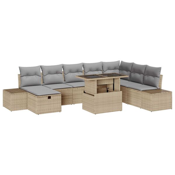 vidaXL Garten-Sofa-Set 11 pcs Beige Poly Rattan