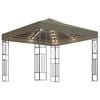 vidaXL Pavillon mit LED-Lichterkette 3x3 m Taupe Stoff