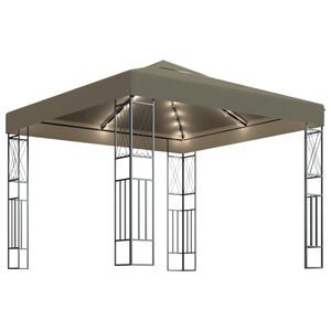 vidaXL Pavillon mit LED-Lichterkette 3x3 m Taupe Stoff