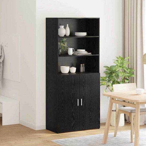 vidaXL Highboard Schwarz Eichen-Optik 80 x 42,5 x 185 cm Holzwerkstoff