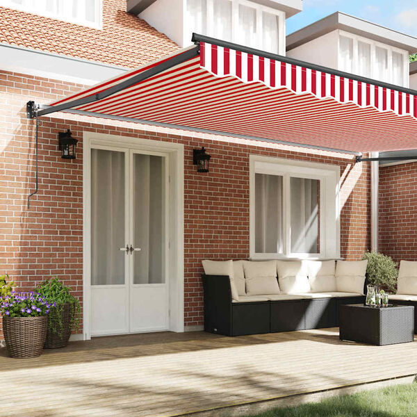 vidaXL Einziehbare Markise Rot und Wei&szlig; 500 &times; 300 cm Stoff und Metall