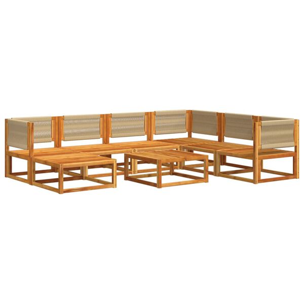 vidaXL 8-tlg. Gartensofa-Set mit Kissen Holz Akazie & Seil