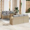 vidaXL Gartensofa-set mit Kissen 7 pcs Beige und Hellgrau Poly-Rattan