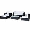 vidaXL 6-tlg. Garten-Lounge-Set mit Auflagen Poly Rattan Schwarz