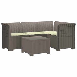 vidaXL 4-Sitzer Garten Sofa mit Kissen Rattan Look PP Hellgrau
