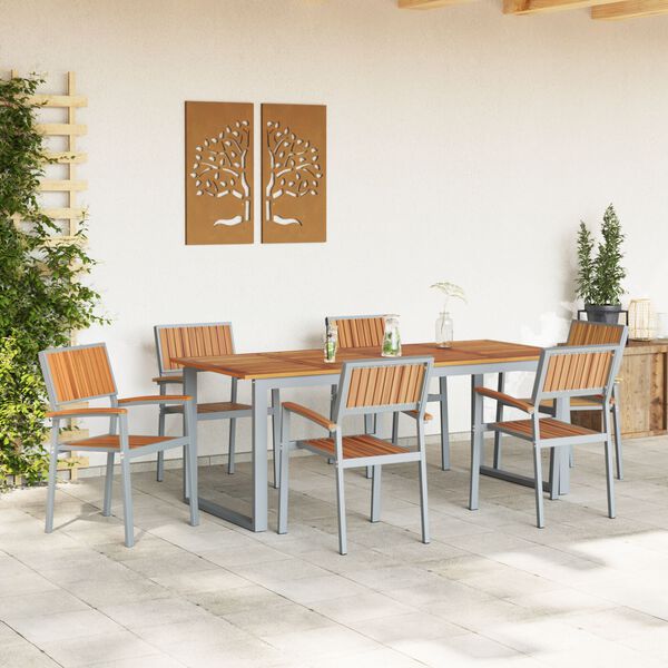 vidaXL Garten Essgruppe 7 pcs Grau und Braun