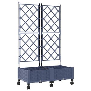 vidaXL Pflanzk&uuml;bel mit Spalier und R&auml;dern 2 stk. Grau PP