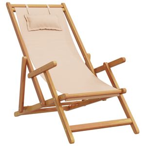 vidaXL Klappstuhl Beige Massivholz Eukalyptus und Stoff