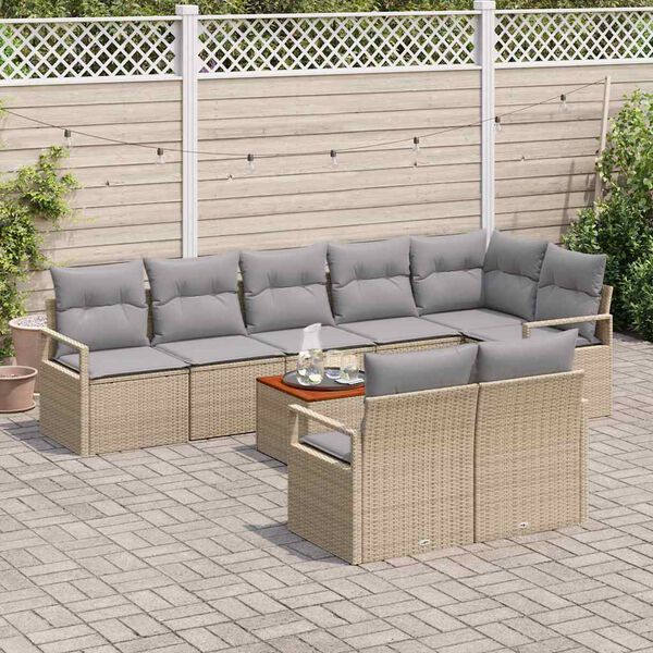 vidaXL Garten-Sofa-Set 9 pcs Beige und Hellgrau
