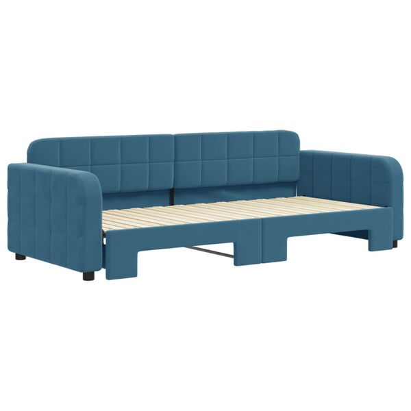 vidaXL Tagesbett Ausziehbar Blau 90x200 cm Samt