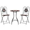 vidaXL Mosaik-Bistro-Set Terrakottarot und Wei&szlig; Eisen und Keramik