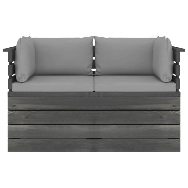 vidaXL Garten-Palettensofa 2-Sitzer mit Kissen Kiefer Massivholz