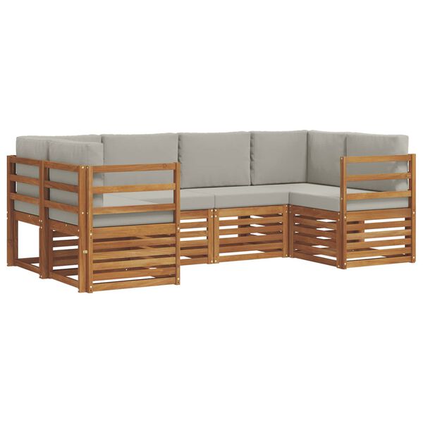 vidaXL Sofagarnituren 6 pcs Nat&uuml;rlich und Hellgrau Massivholz Akazie