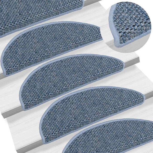 vidaXL Treppenmatten Selbstklebend Sisal-Optik 15 Stk. 56x17x3cm Blau