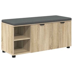vidaXL Flurbank mit Kissen mit Regal Sonoma-Eiche 100 x 38 x 46 cm