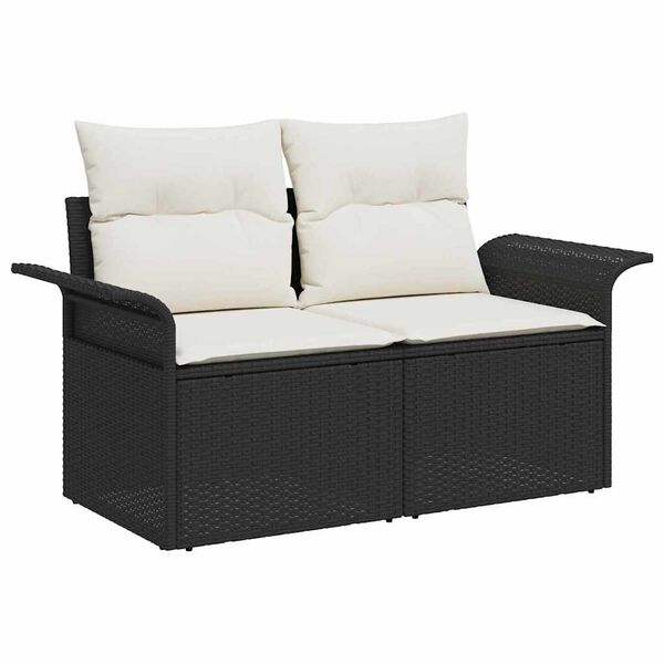 vidaXL Sofa Set mit Kissen 11 pcs Schwarz Poly-Rattan