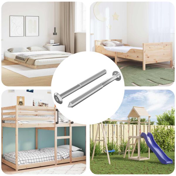 vidaXL M&ouml;bel-Schrauben 2 pcs Silber M6 x 70 mm Stahl