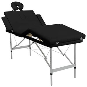 vidaXL Massageliege Klappbar 4-Zonen mit Aluminiumgestell Schwarz