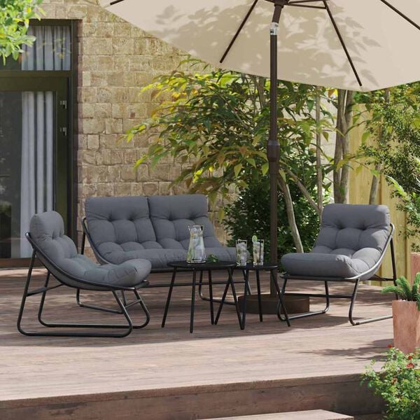 vidaXL Garten Essgruppe 5 pcs Schwarz Stahl