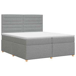 vidaXL Boxspringbett mit Matratze Hellgrau 200 x 200 cm Stoff