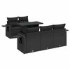 vidaXL 6-tlg. Garten-Sofagarnitur mit Kissen Schwarz Poly Rattan