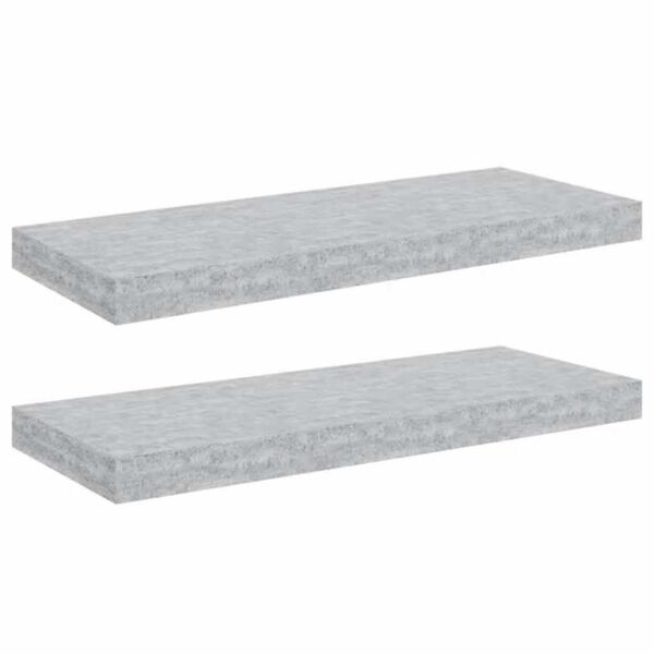 vidaXL Schweberegale 2 Stk. Betongrau 60x23,5x3,8 cm MDF