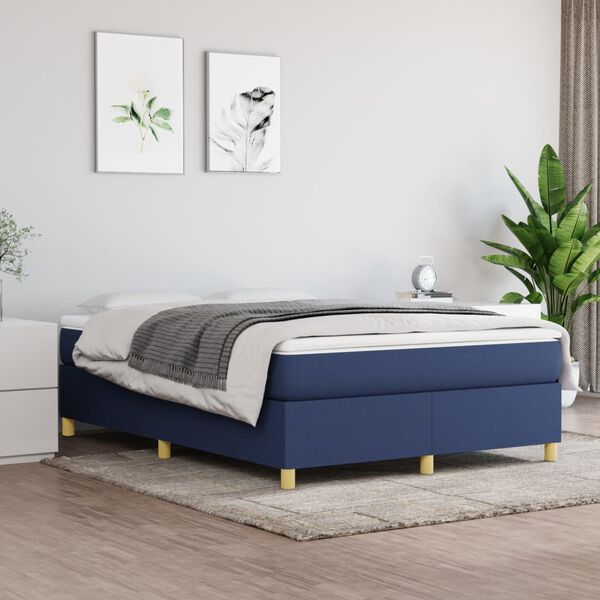 vidaXL Boxspringbett mit Matratze Blau 140x190 cm Stoff