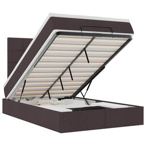 vidaXL Ottoman-Bett mit Matratze & LEDs Dunkelbraun 120x190 cm Stoff