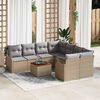 vidaXL Gartensofa-set mit Kissen 9 pcs Beige Poly-Rattan