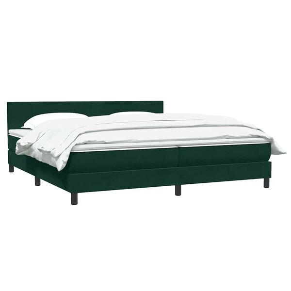 vidaXL Boxspringbett mit Matratze Dunkelgr&uuml;n 180x220 cm Samt