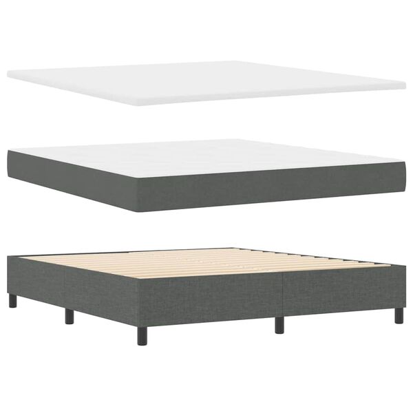 vidaXL Boxspringbett mit Matratze Dunkelgrau 180 x 200 cm Stoff