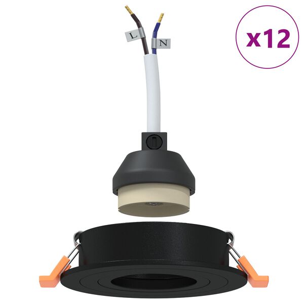 vidaXL Spotlight 12 pcs Schwarz 9 x 9 x 2 cm Aluminium