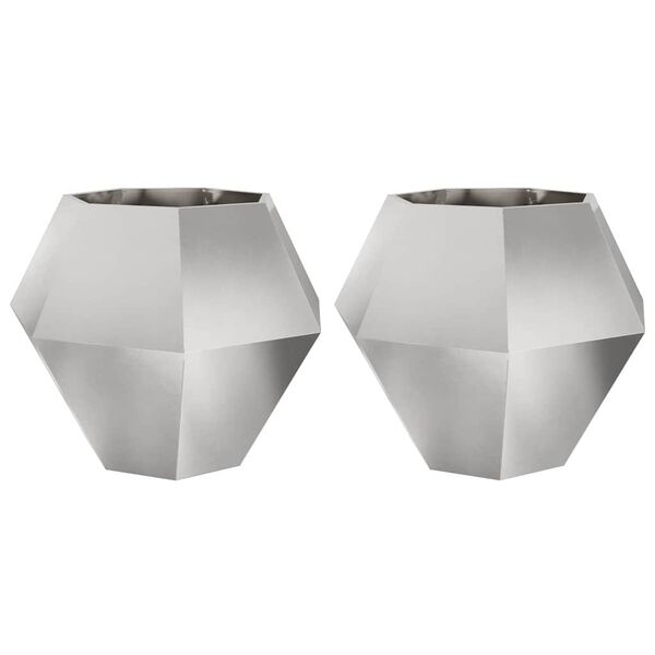 vidaXL Pflanzk&uuml;bel 2 pcs Silber 100 x 100 x 80 cm Edelstahl