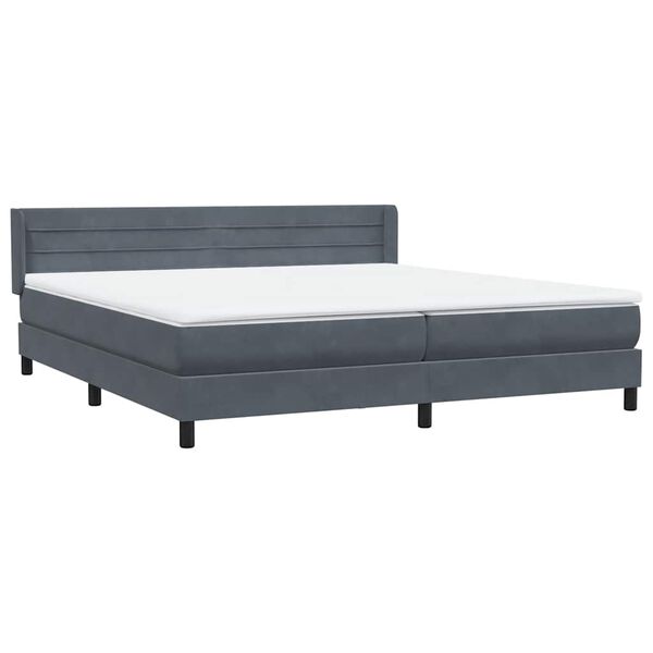 vidaXL Boxspringbett mit Matratze Dunkelgrau 180x220 cm Samt
