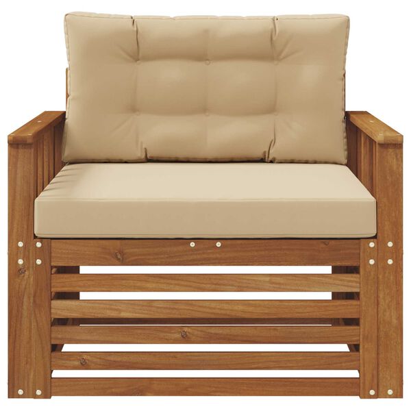 vidaXL Outdoor-Sofagarnitur Massives Akazienholz und Polyester Natur