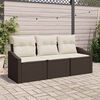 vidaXL Gartensofa-set mit Kissen 3 pcs Braun und Weiß Poly-Rattan