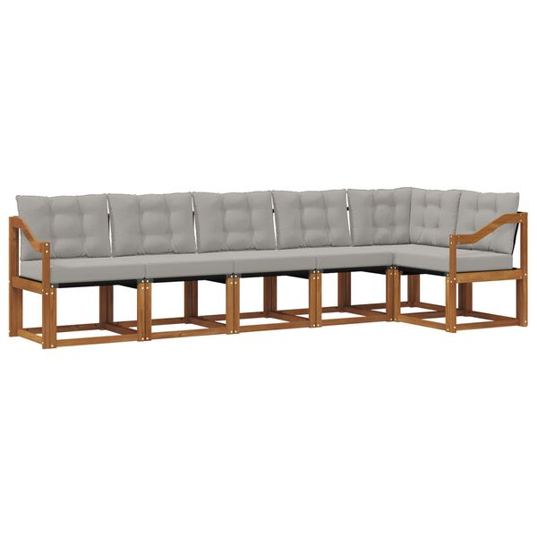 vidaXL Outdoor-Sofagarnitur mit Kissen 6 pcs Nat&uuml;rlich und Hellgrau