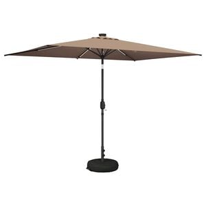 vidaXL Gartenparasol mit LED-Lichtern und Sockel 2 x 3 m Polyester
