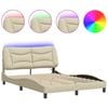 vidaXL Bettgestell mit LED ohne Matratze "Hvar" Creme 120x200 cm Stoff