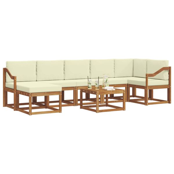 vidaXL Outdoor-Sofagarnitur mit Kissen 8 pcs Natur und Creme