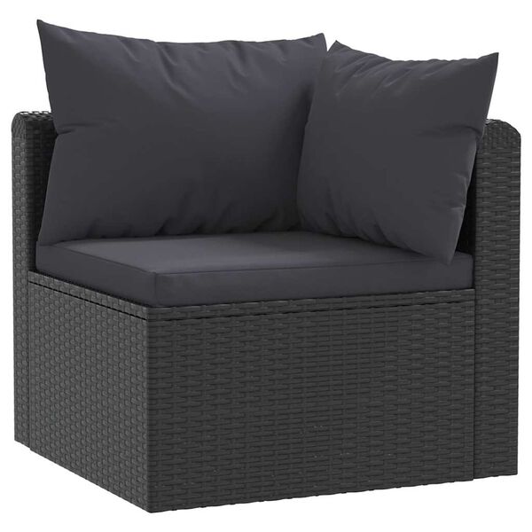 vidaXL 9-tlg. Garten-Lounge-Set mit Auflagen Poly Rattan Schwarz