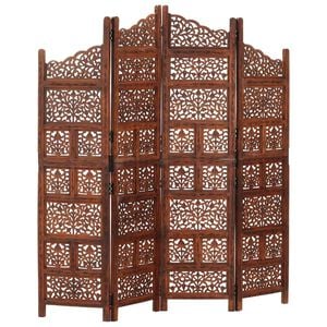 vidaXL 4-tlg. Raumteiler Handgeschnitzt Braun 160&times;165 cm Mangoholz