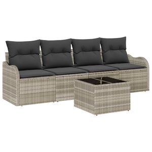 vidaXL Gartensofa-set Hellgrau Poly-Rattan