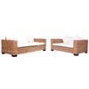 vidaXL 2-tlg. Gartensofas mit Polster Nat&uuml;rliches Rattan