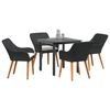 vidaXL Garten Essgruppe mit Kissen 5 pcs Schwarz Poly-Rattan