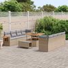 vidaXL Garten-Sofa-Set mit Kissen mit Speicher Beige Poly Rattan