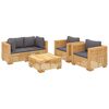 vidaXL 5-tlg. Garten-Lounge-Set mit Kissen Massivholz Teak