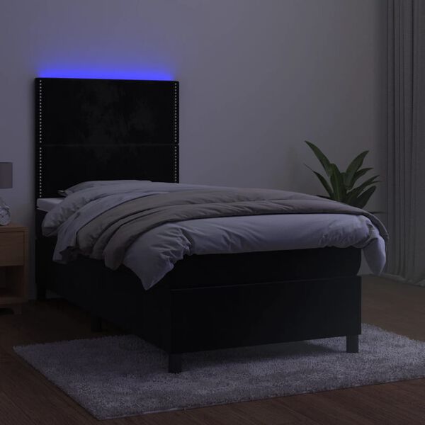 vidaXL Boxspringbett mit Matratze & LED Schwarz 80x200 cm Samt